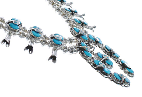 Zuni Turquoise Snake Squash Blossom Necklace And Earrings Set AX124758
